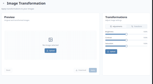 Vyso delivery and image transformation interface